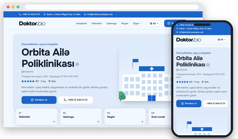 Poliklinika: Özəl poliklinika, uşaq və böyüklər
